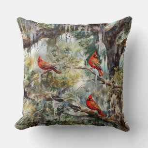 Coussin 3 Cardinaux du Nord dans l'arbre