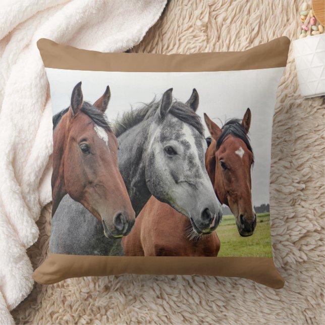 Coussin 3 Cheval's Heads Equestrians made USA (Couverture)