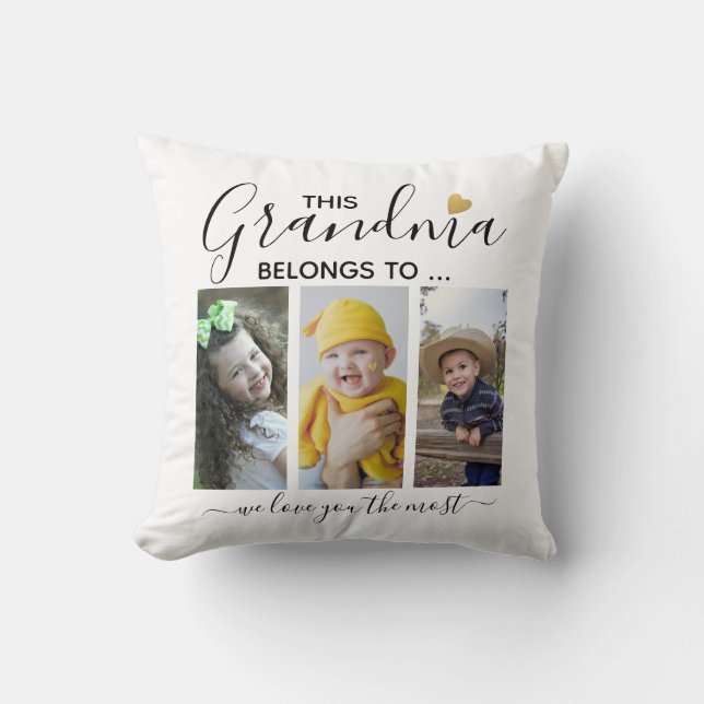 Coussin 3 Collage Photo Petits-Enfants Cette Grand-Mère Ap (Recto)