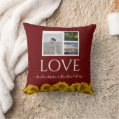 Coussin 3 Collage photo tournesol moderne burgundy Mariage (Couverture)