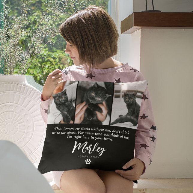 Coussin 3 Photo Collage Chat Pet Loss Memorial (Créateur téléchargé)