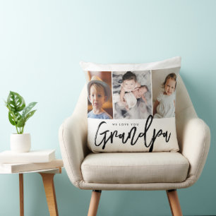 Coussin 3 photos personnalisées pour un cadeau pour grand-