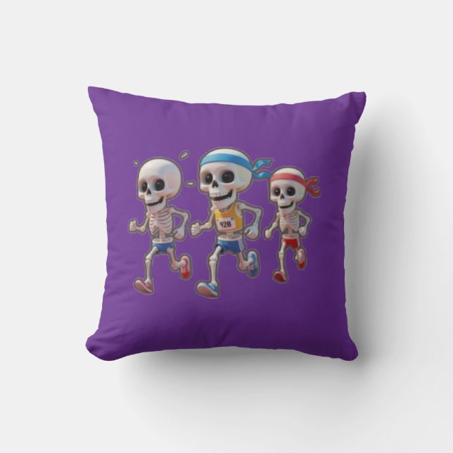 Coussin “3D Cartoon Skeleton Race • Funny Running Skeleton (Recto)