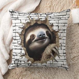 Coussin 3D Sloth Wall Break Art - Safari réaliste