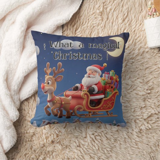 Coussin 3D Style Christmas Night Sleigh Pillow (Couverture)