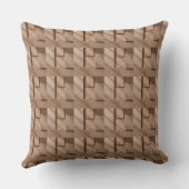 Coussin 3D Wooden Block Pattern with Light Brown Grain and (Verso)