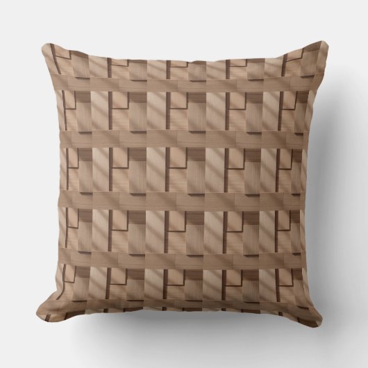 Coussin 3D Wooden Block Pattern with Light Brown Grain and (Recto)
