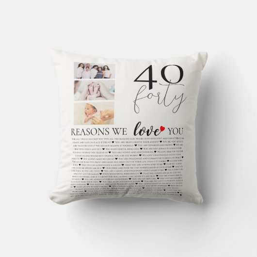 Coussin 40 raisons pour lesquelles nous vous aimons 80e 60 (Recto)