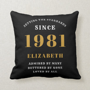 Coussin 40e anniversaire 1981 Personnalisation de la dame 