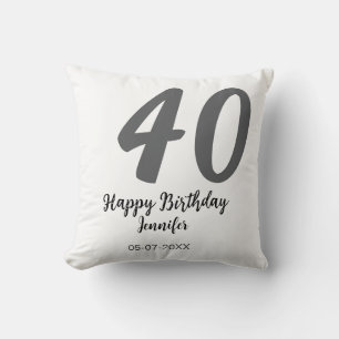 Coussin 40e anniversaire ajouter nom date année noire modè