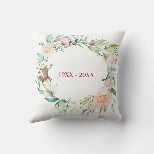 Coussin 40e anniversaire de Mariage de Ruby Garland Rose (Verso)