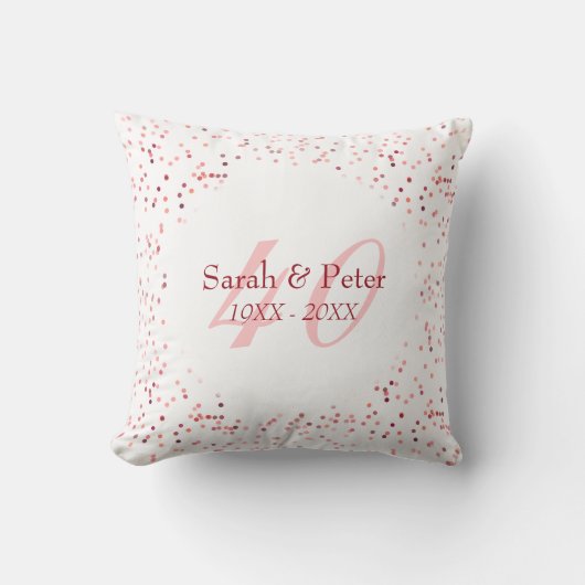 Coussin 40e Anniversaire de Mariage Rubis Paillettes de Co (Recto)