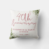 Coussin 40e Anniversaire de Mariage Verdure Florale (Verso)
