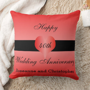 Coussin 40e anniversaire du Mariage Coeur rouge