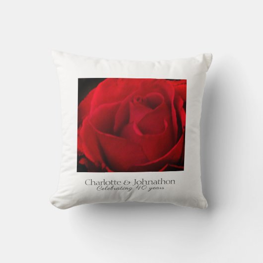Coussin 40e anniversaire du Mariage de rubis Rose rouge tr (Recto)