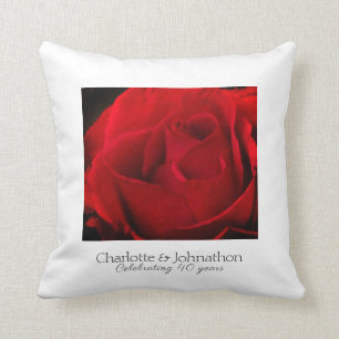 Coussin 40e anniversaire du Mariage de rubis Rose rouge tr