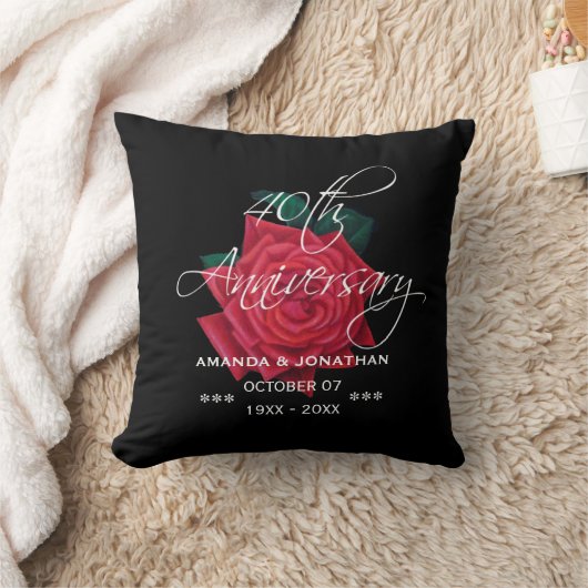 Coussin 40e anniversaire du Mariage de Ruby Rose rouge (Couverture)