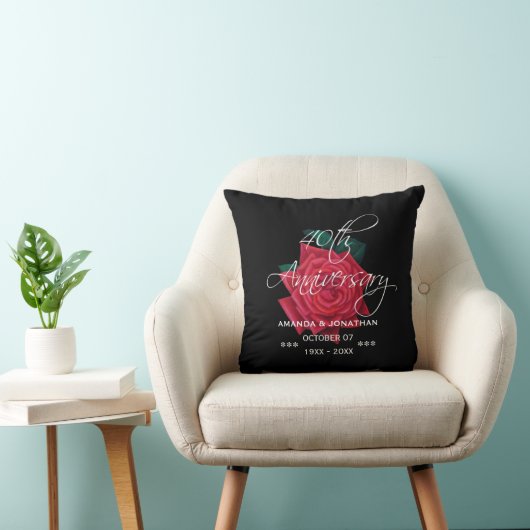 Coussin 40e anniversaire du Mariage de Ruby Rose rouge (Chaise)