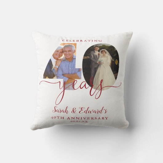 Coussin 40e anniversaire du Mariage Ruby 2 Photo (Verso)