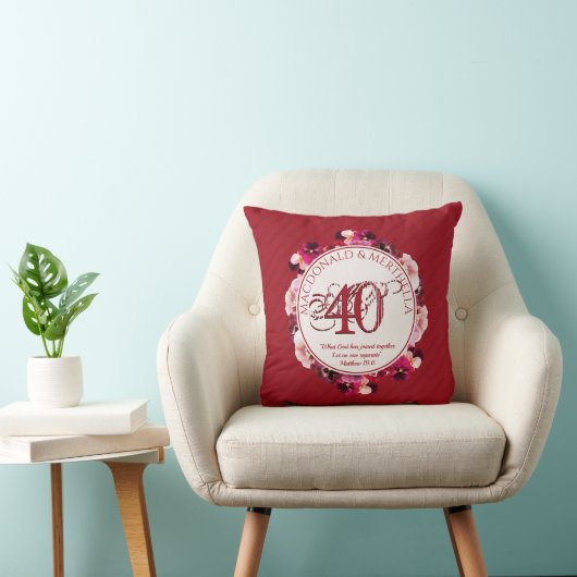 Coussin 40e anniversaire du Mariage RUBY | chrétien (Chaise)