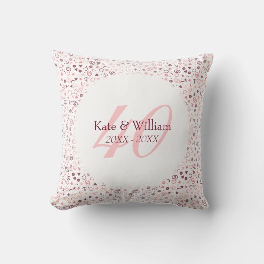 Coussin 40e anniversaire du Mariage Ruby Confetti (Recto)