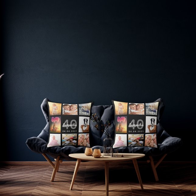 Coussin 40e anniversaire sur mesure photo collage femme no (Créateur téléchargé)