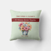 Coussin 40e fleurs de rubis anniversaire vert (Verso)