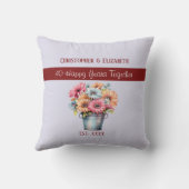 Coussin 40e fleurs rubis anniversaire violet (Verso)