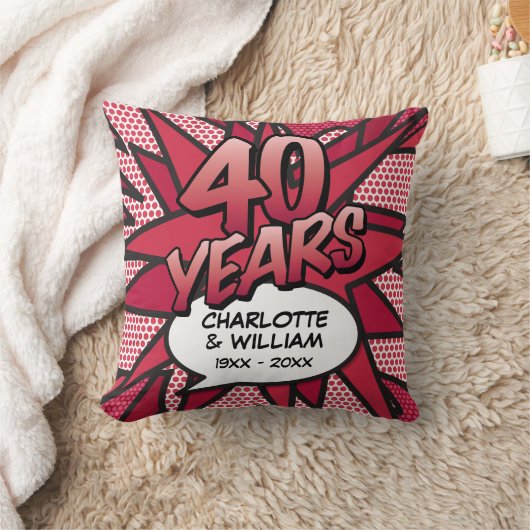 Coussin 40e Ruby Mariage Anniversaire amusant Comic Book (Couverture)