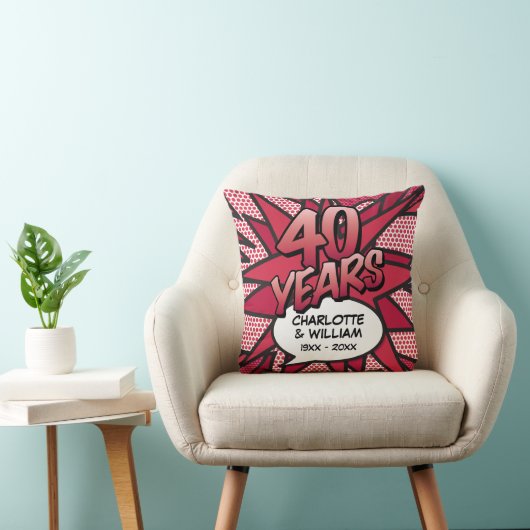 Coussin 40e Ruby Mariage Anniversaire amusant Comic Book (Chaise)