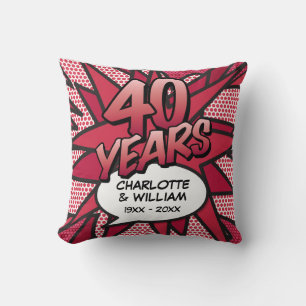 Coussin 40e Ruby Mariage Anniversaire amusant Comic Book