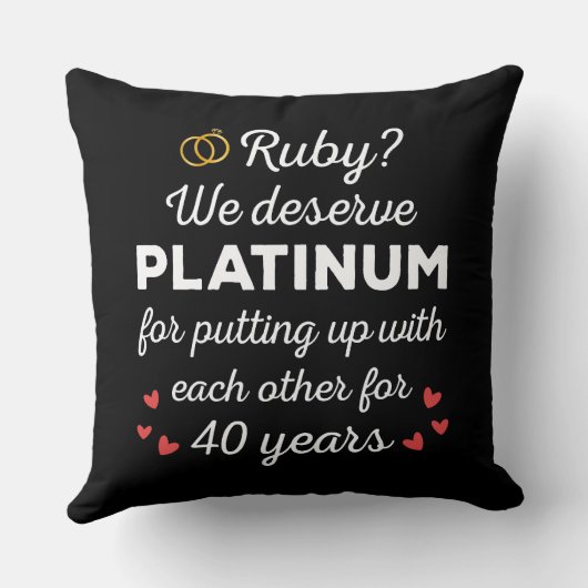 Coussin 40ème anniversaire du Mariage I - Ruby Funny Coupl (Verso)