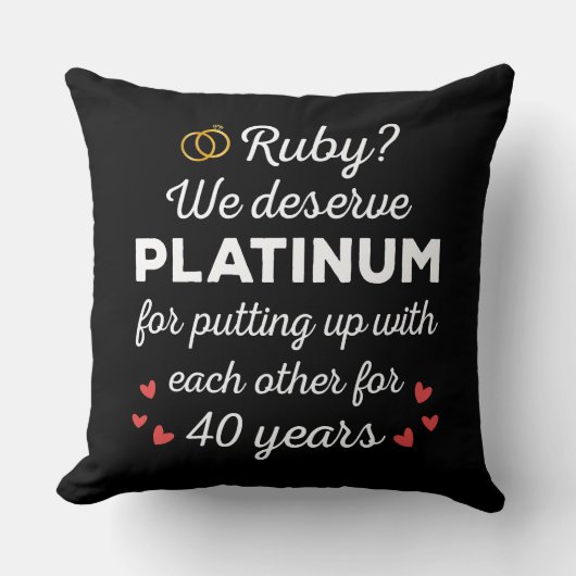 Coussin 40ème anniversaire du Mariage I - Ruby Funny Coupl (Recto)