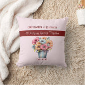 Coussin 40ème fleurs de rubis anniversaire rose (Couverture)