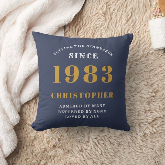 Coussin 40th Birthday Born 1983 Ajouter Nom Bleu (Couverture)