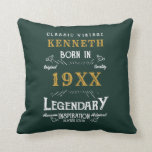 Coussin 40th Birthday Vintage Green Gold Ajouter un nom An<br><div class="desc">Pour ceux qui fêtent leur 40e anniversaire, nous avons l'oreiller idéal lancer anniversaire avec une sensation vintage. L'arrière - plan vert avec un design typographique vintage blanc et or est simple et élégant avec une touche rétro. Customisez facilement le texte de ce cadeau d'anniversaire en utilisant le modèle fourni. Voir...</div>