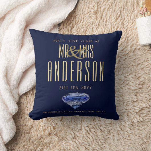 Coussin 45e Sapphire Mariage Anniversaire cadeau moderne (Couverture)