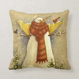 Coussin 4907 Ange des neiges et oiseaux Noël