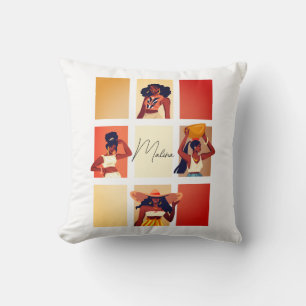 Coussin 4 Belles femmes noires Boho Chic Art Style Nom