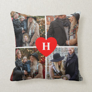 Coussin 4 Collage de photos Coeur monogramme
