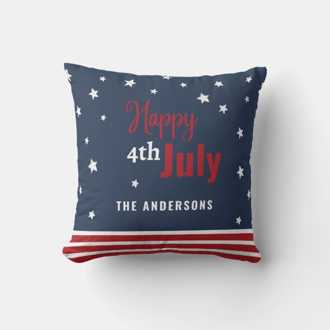 Coussin 4 juillet cadeau rouge blanc et bleu (Recto)