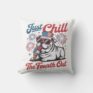 Coussin 4 juillet Détendez-vous pour le quatrième Bulldog