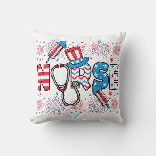 Coussin 4 juillet infirmière patriotique