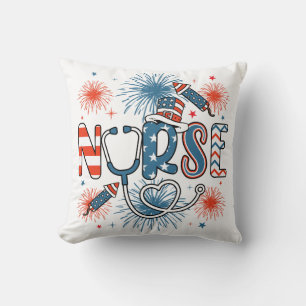 Coussin 4 juillet infirmière patriotique