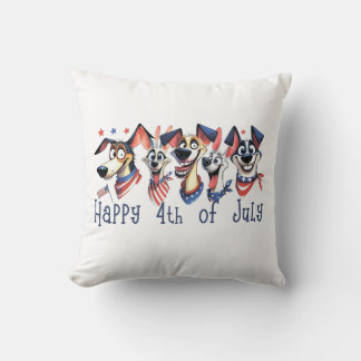 Coussin 4 juillet. Jour de l'indépendance. Chiens amusants