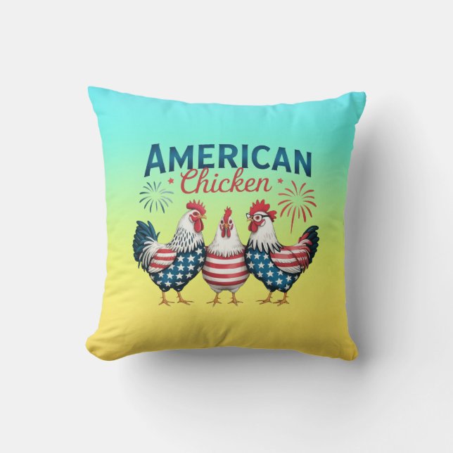 Coussin 4 juillet Patriotique American Chicken-62987 (Recto)
