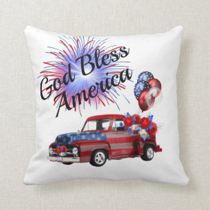 Coussin 4 juillet Patriotique Rouge Blanc et Bleu