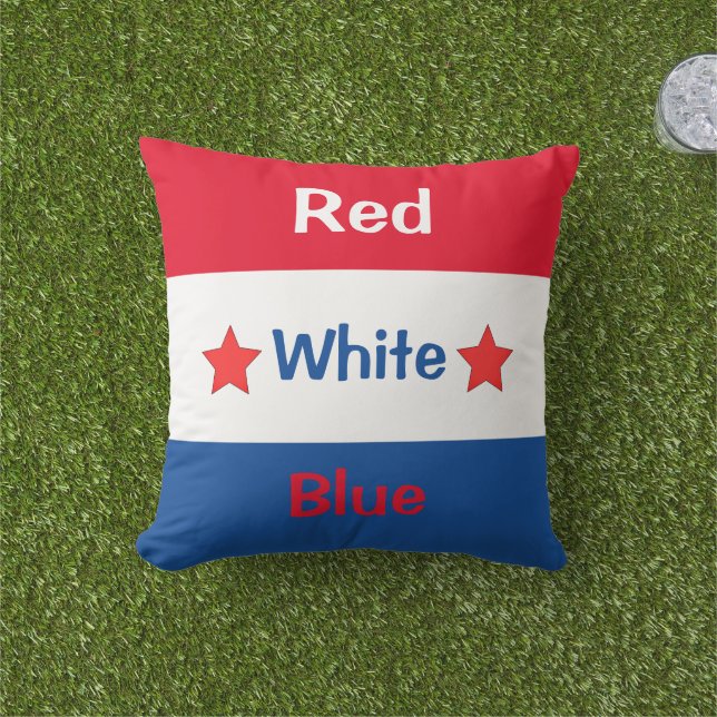 Coussin 4 juillet Rouge Blanc Bleu (Herbe)