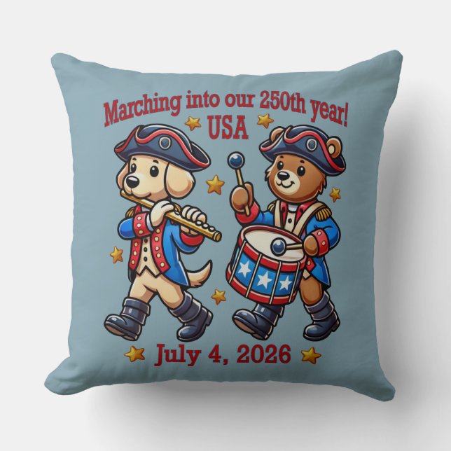 Coussin 4 juillet USA 250e anniversaire Semiquincentenaire (Recto)