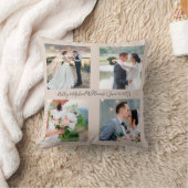 Coussin 4 Nom photo Date Photo Collage Mariage Keepsaké (Couverture)